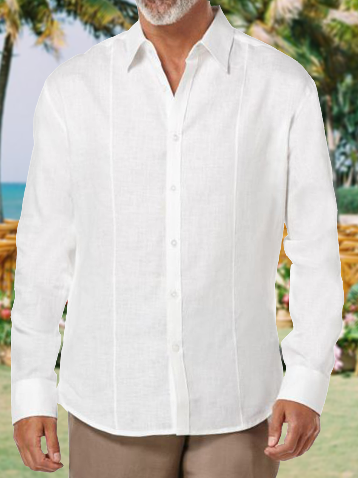 Cotton and linen based net color style leisure men long sleeve shirt