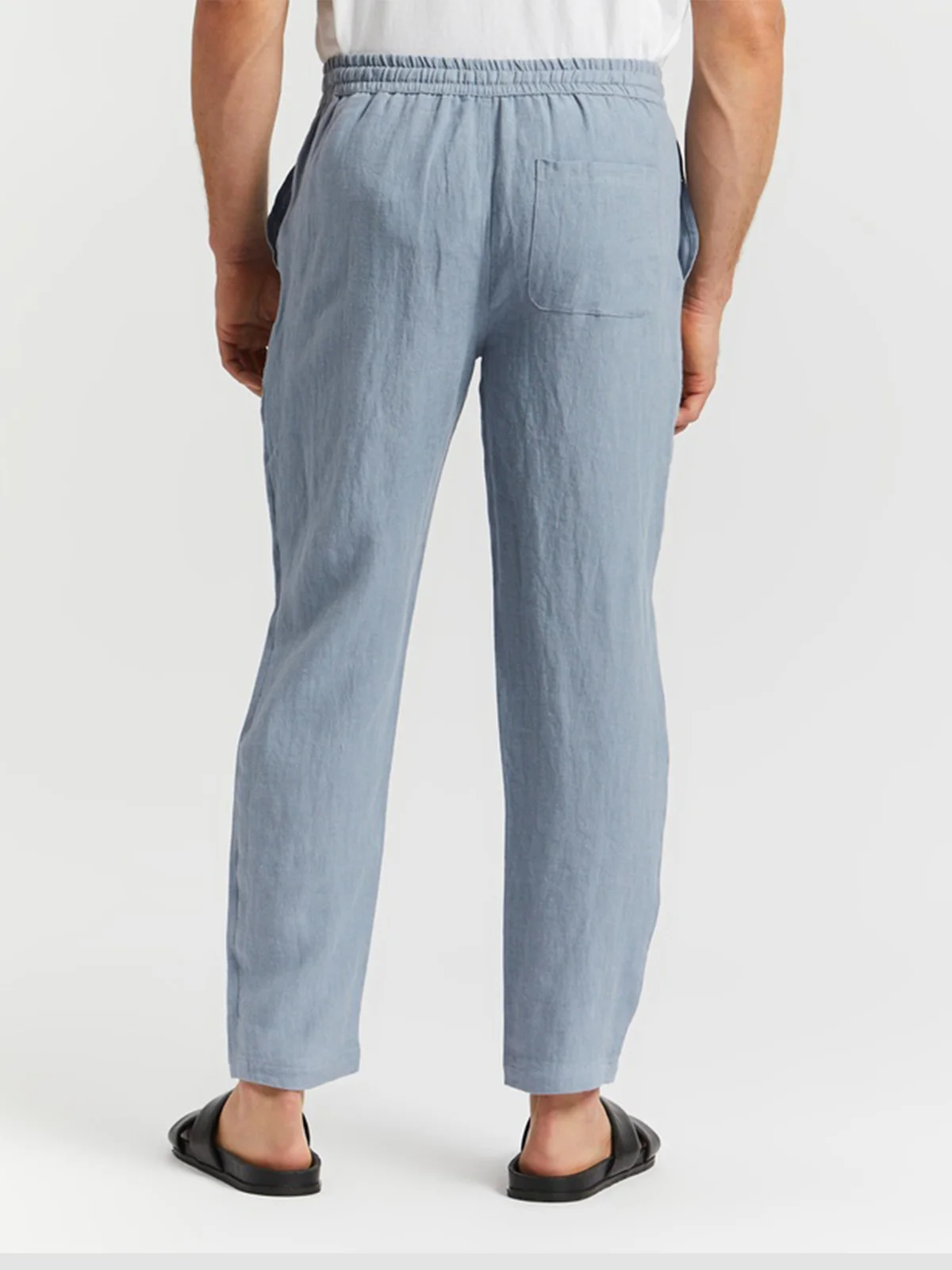 Cotton and Linen Style Solid Basic Trousers