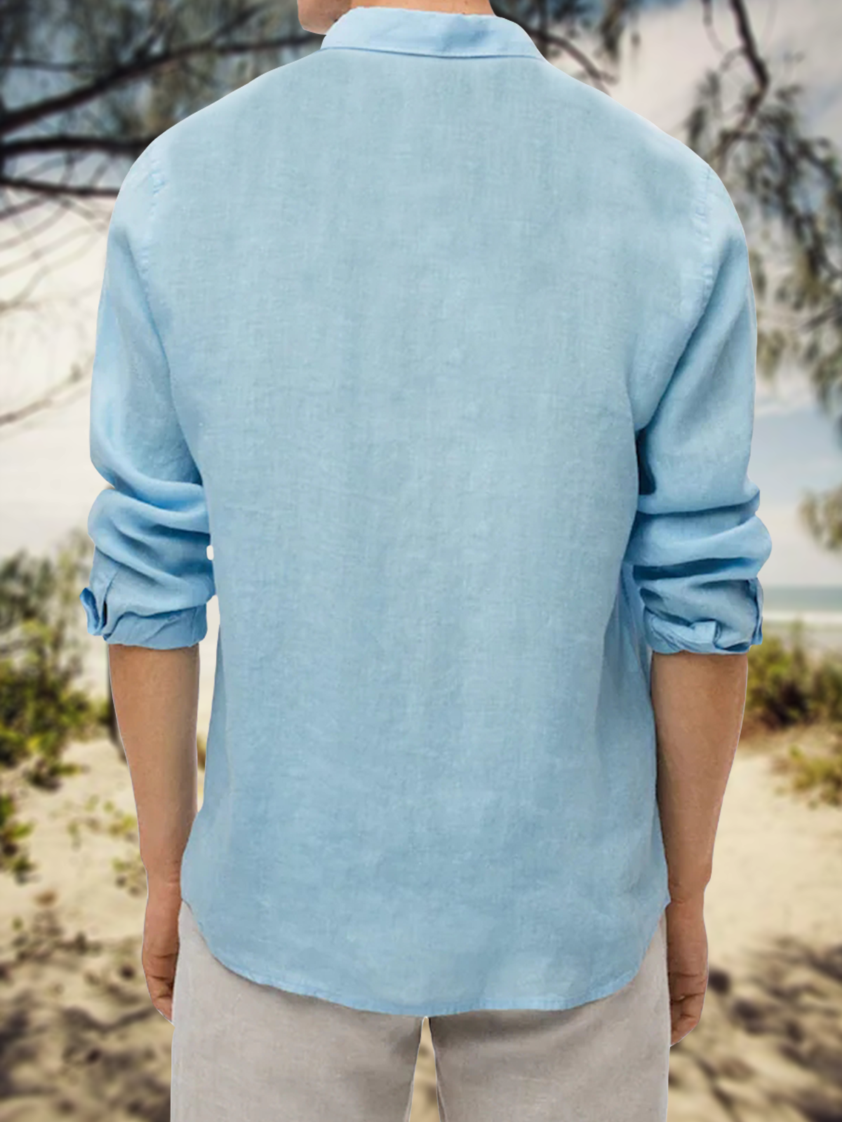 Cotton Linen Solid Color Long Sleeve Shirt