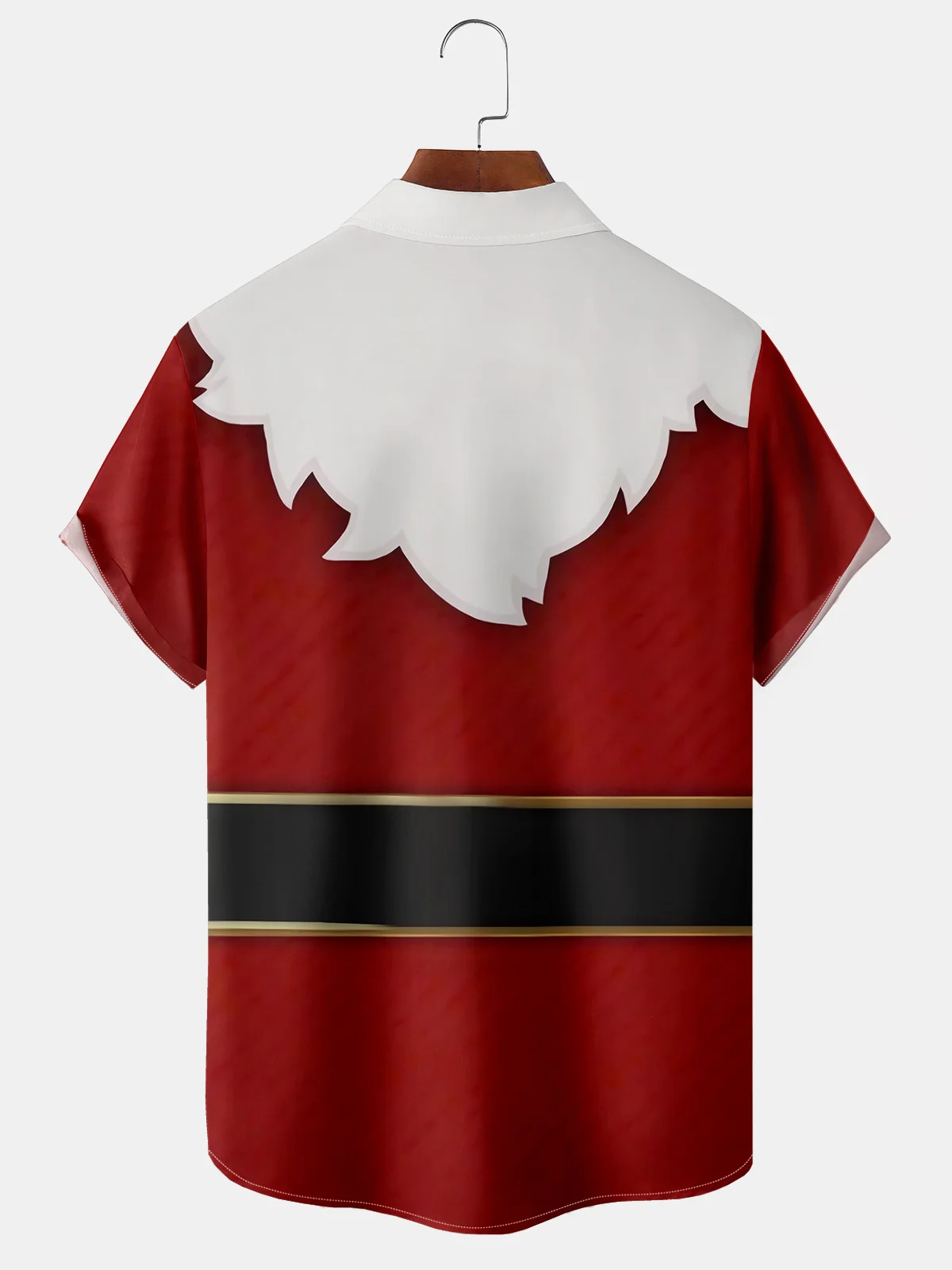 Mens Christmas Print Short Sleeve Shirt Lapel Pocket Hawaiian Shirt