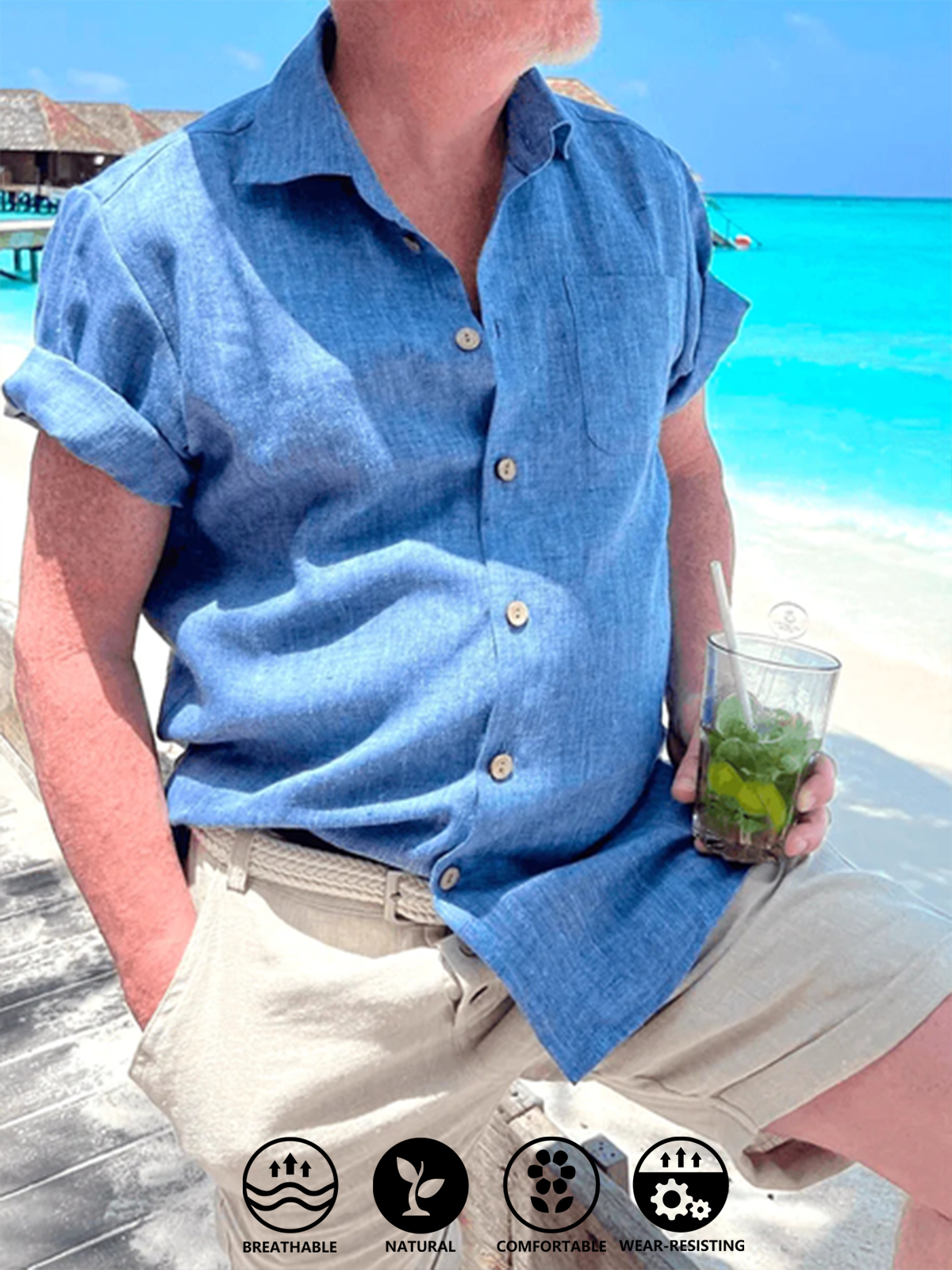 Cotton Linen Solid Color Long Sleeve Shirt