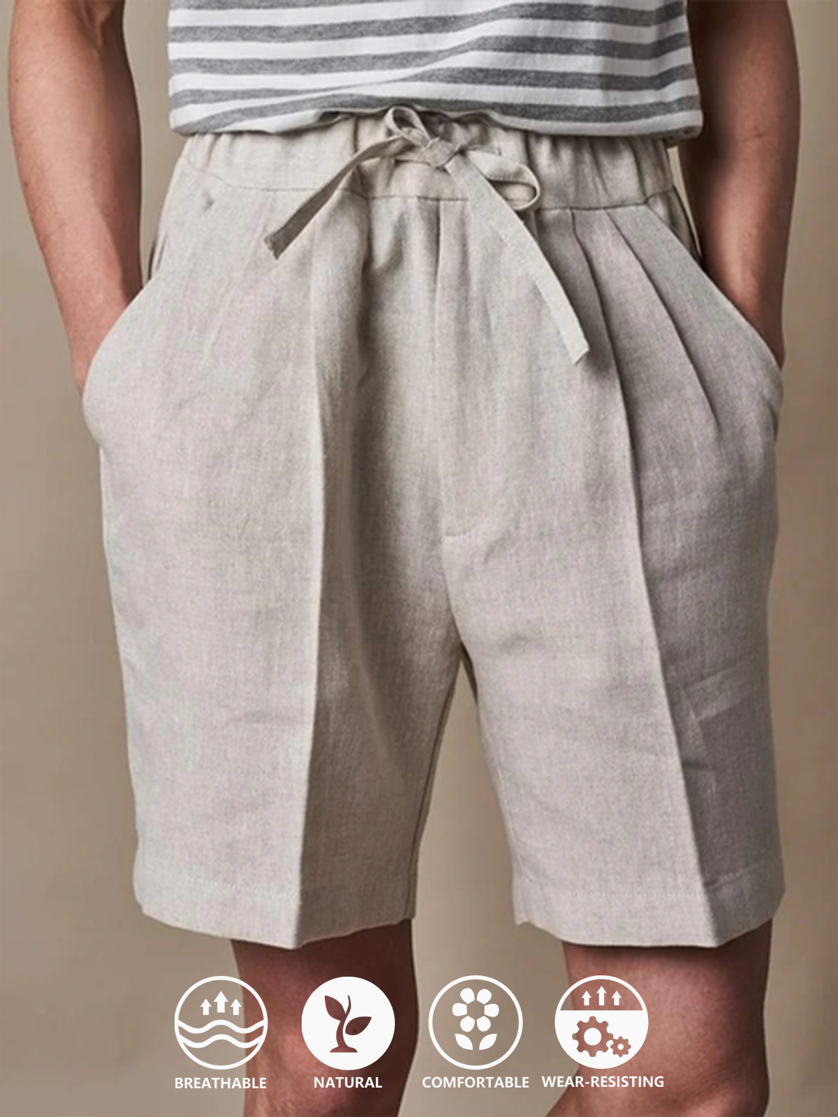 Cotton linen style American casual linen shorts