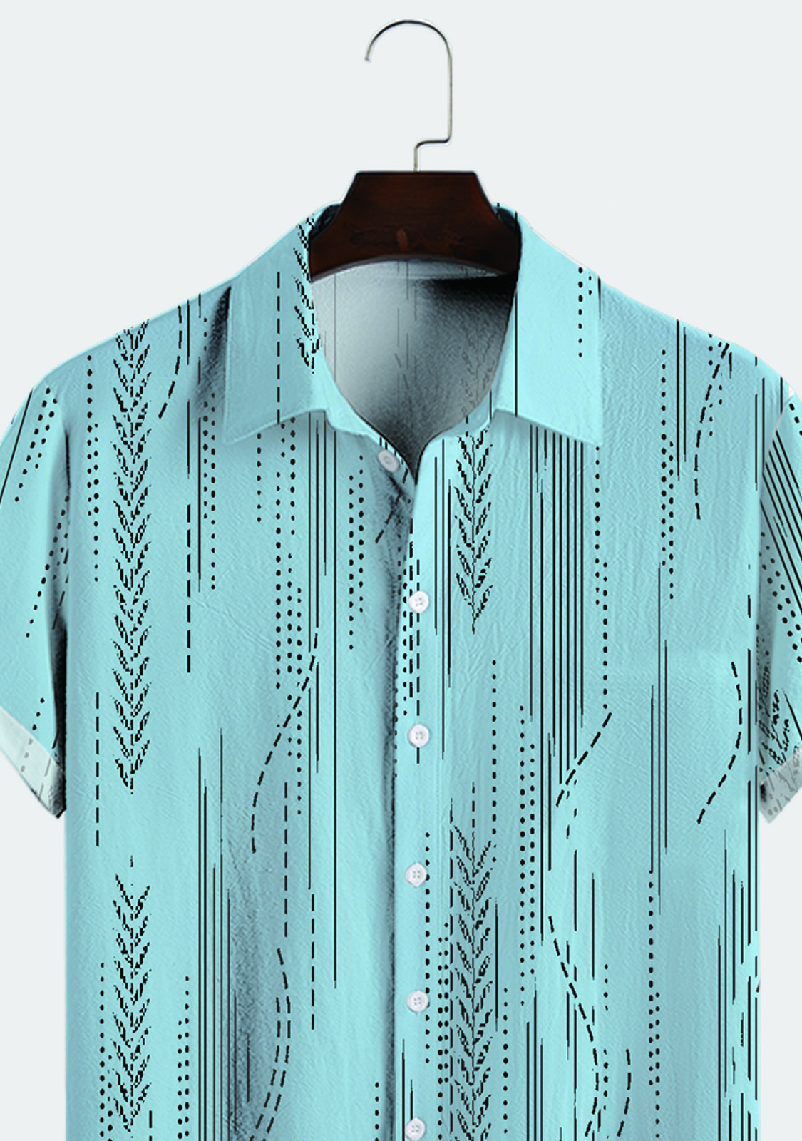 Cotton Linen Geometric Print Casual Short Sleeve Shirt