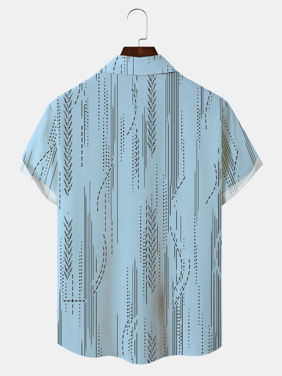 Cotton Linen Geometric Print Casual Short Sleeve Shirt