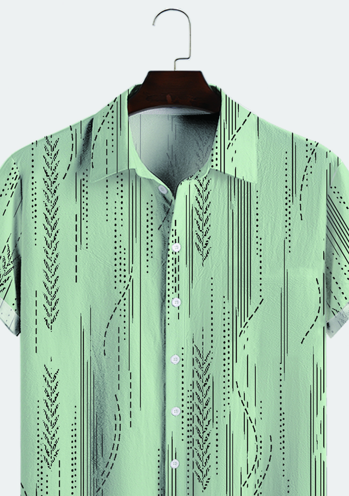 Cotton Linen Geometric Print Casual Short Sleeve Shirt