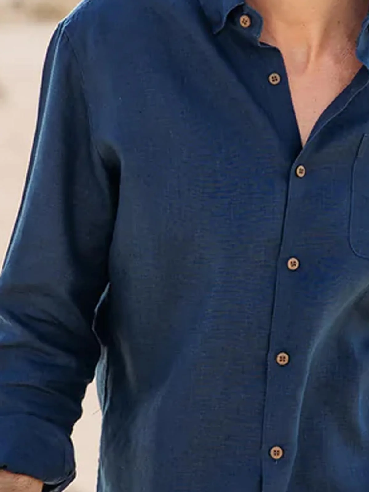 Cotton Linen Plain Color Casual Long Sleeve Shirt