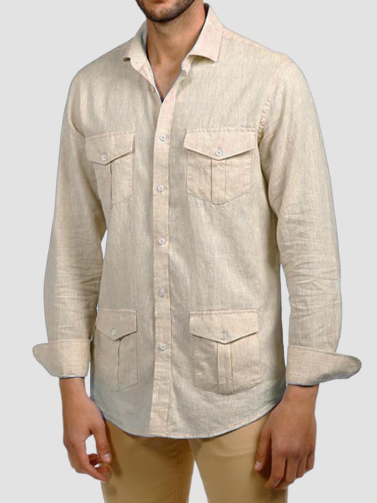 Multi-Bag Casual Workwear Long Sleeve Shirt