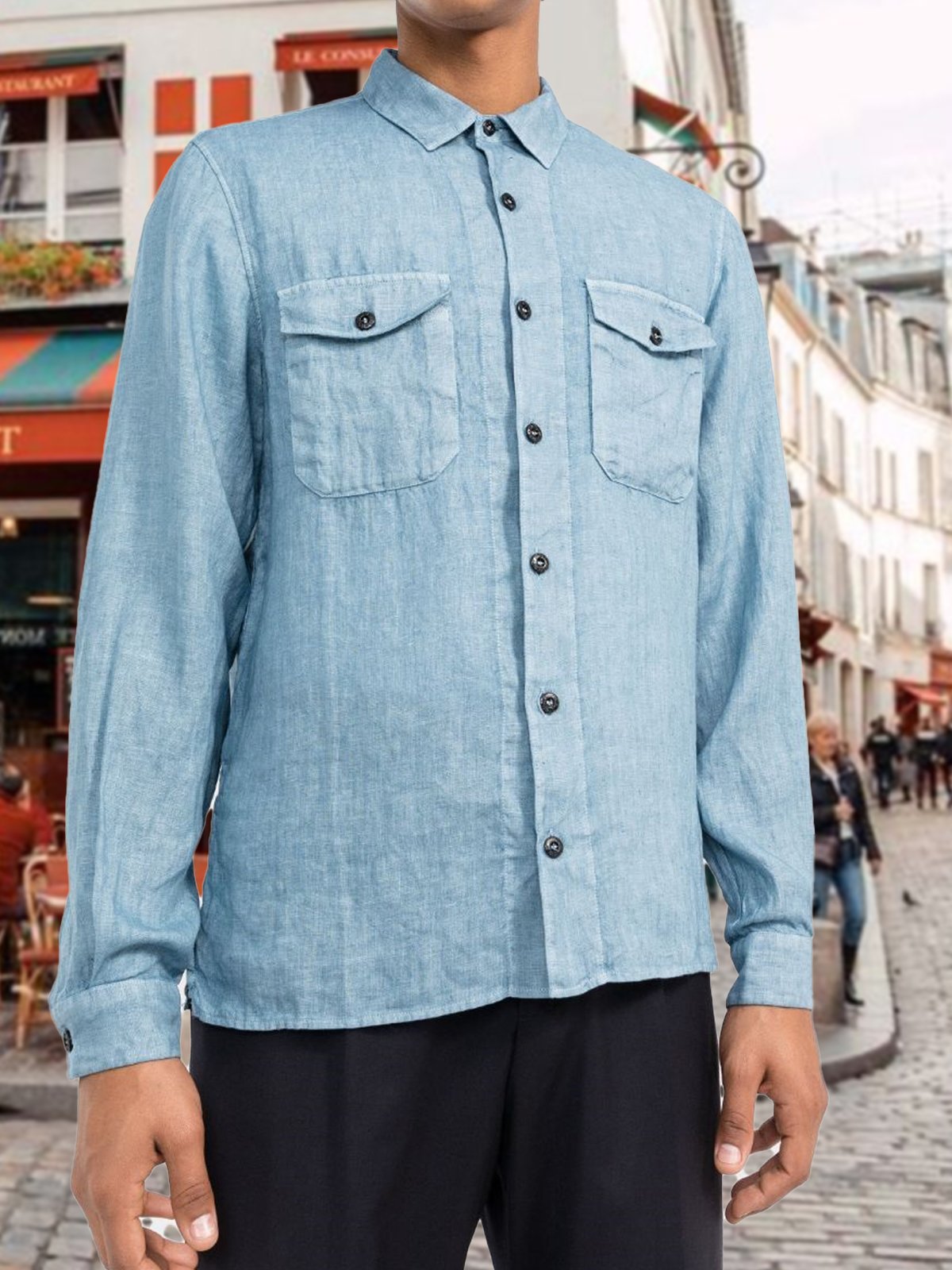 Utility Multi-pocket Lapel Long Sleeve Shirt