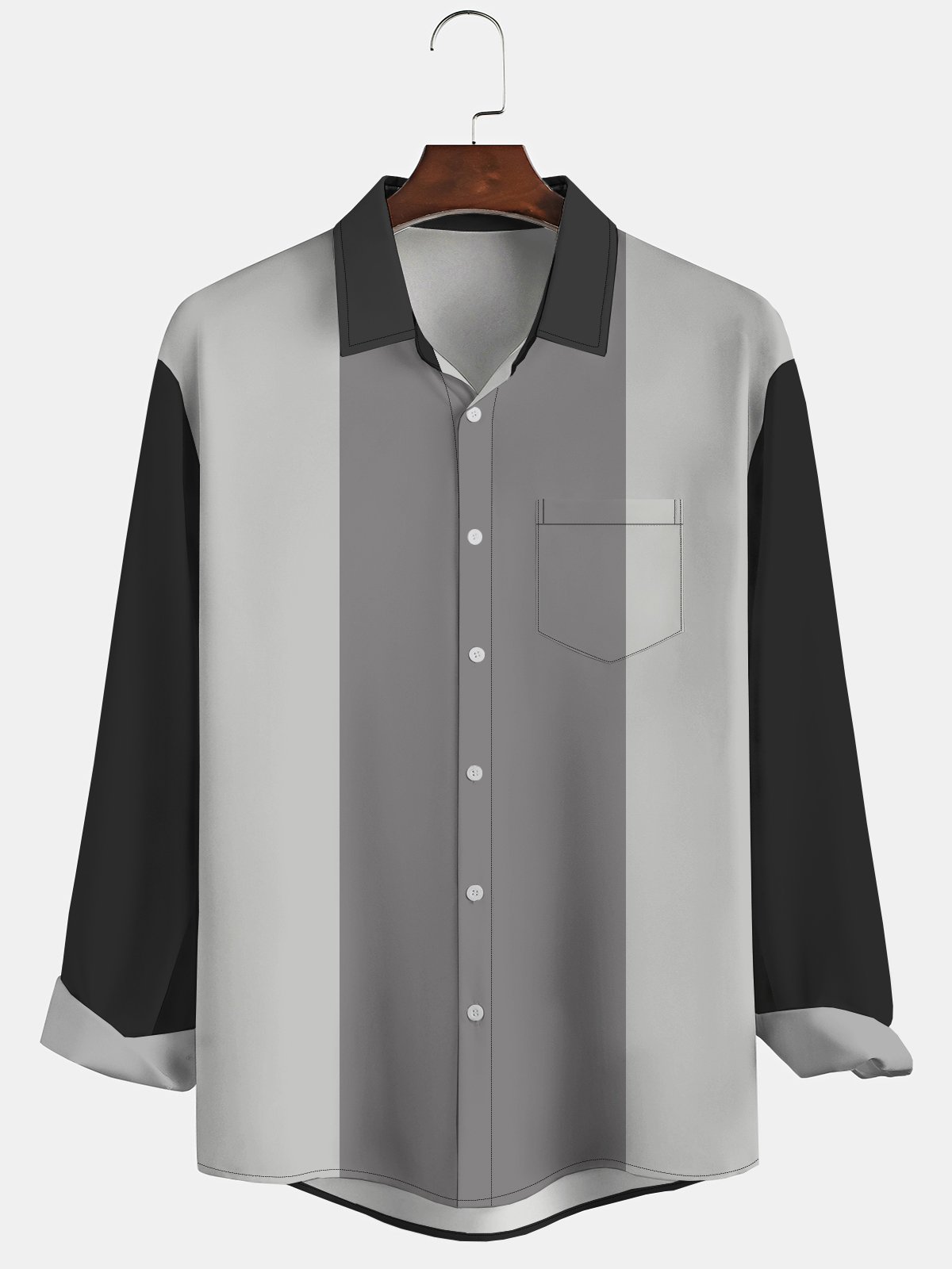 Men's Geometric Stripe Printed Wrinkle Resistant Moisture Wicking Fabric Fashion Hawaiian Lapel Long Sleeve Shirt