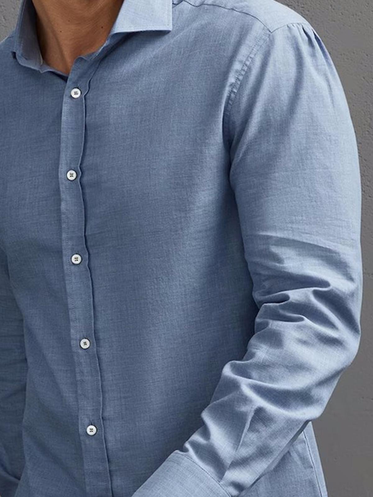 Cotton Linen Casual Plain Long Sleeve Shirt