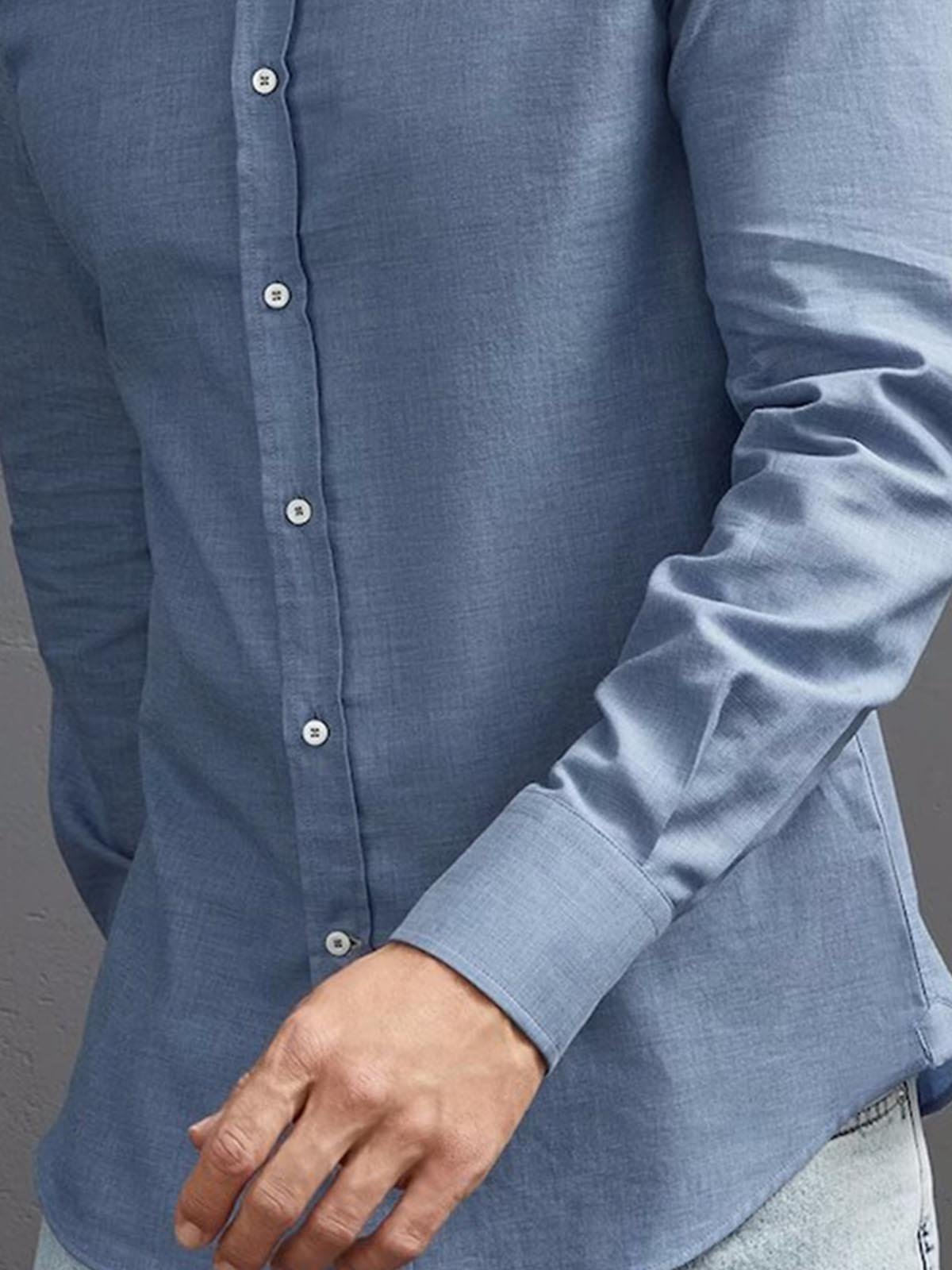 Cotton Linen Casual Plain Long Sleeve Shirt