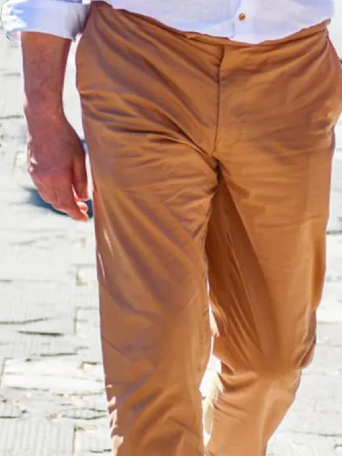 Cotton and Linen Plain Hawaiian Casual Trousers