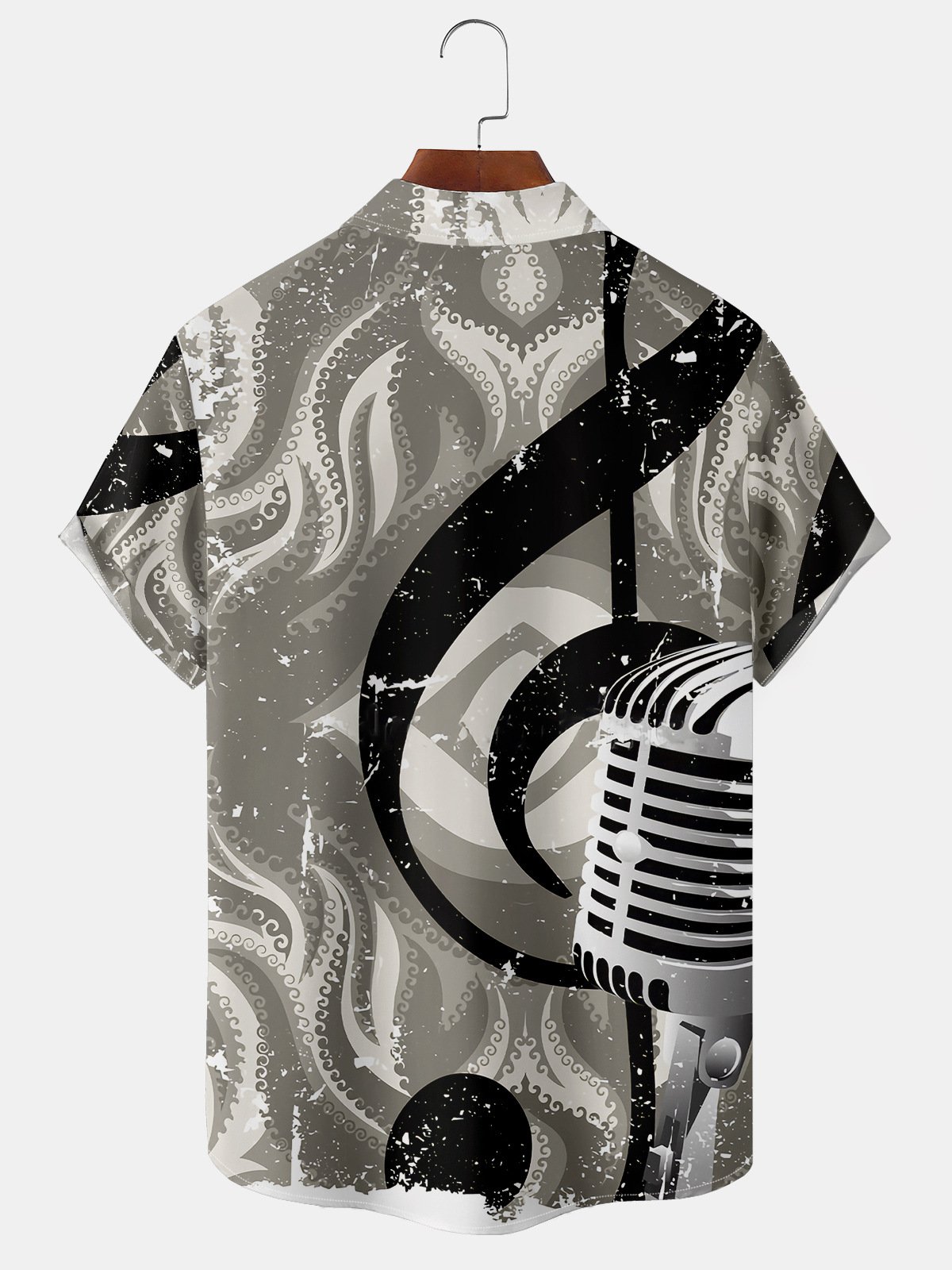 Musical Chest Pocket Short Sleeve Lapel Hawaiian Shirt