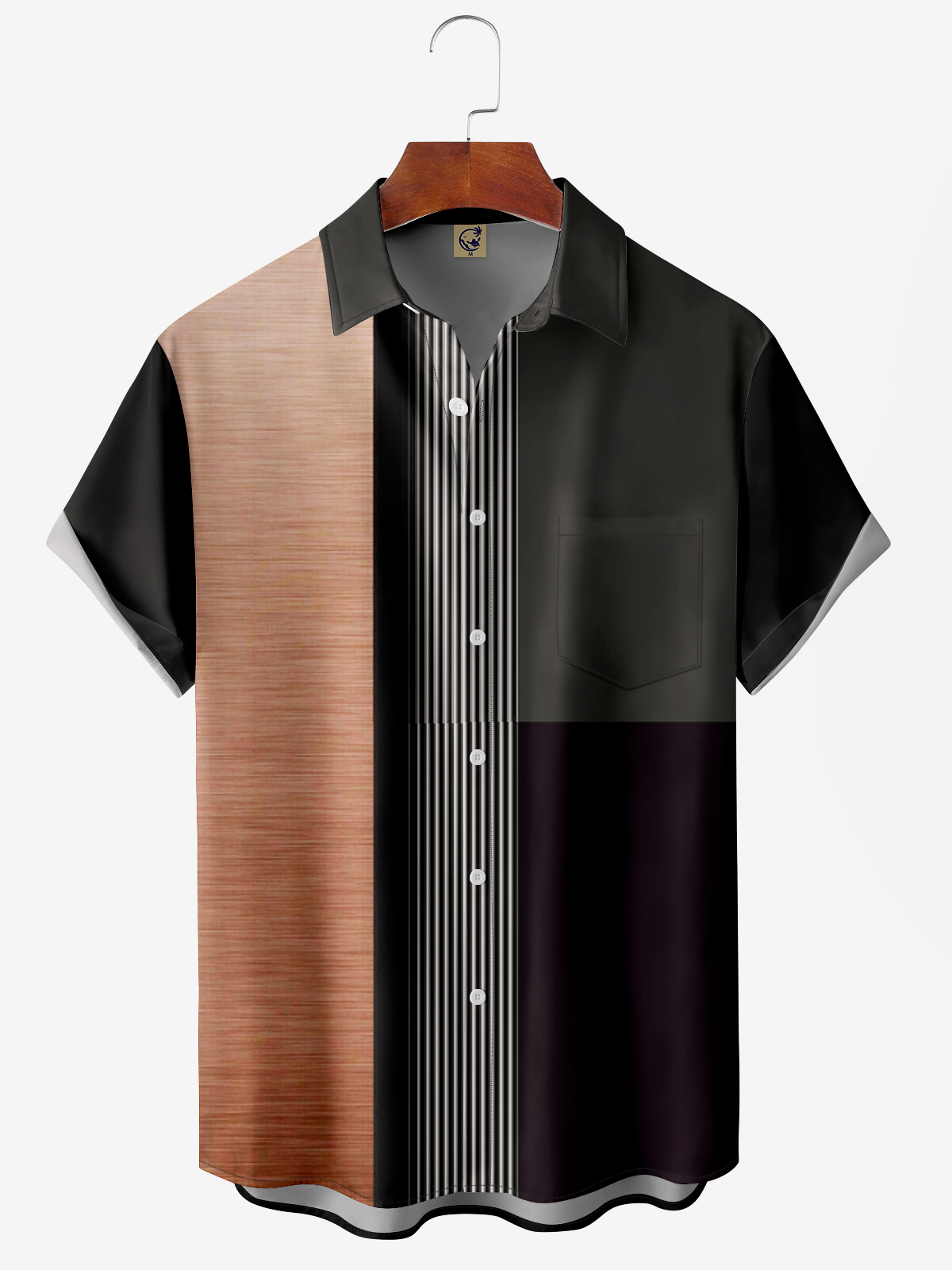 Geometric Stripes Chest Pocket Short Sleeve  Shirt