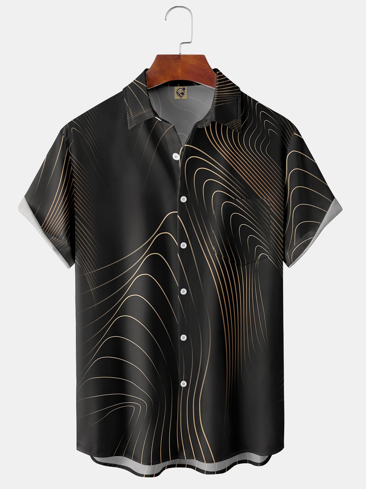 3D Stripes Chest Pocket Short Sleeve  Shirt