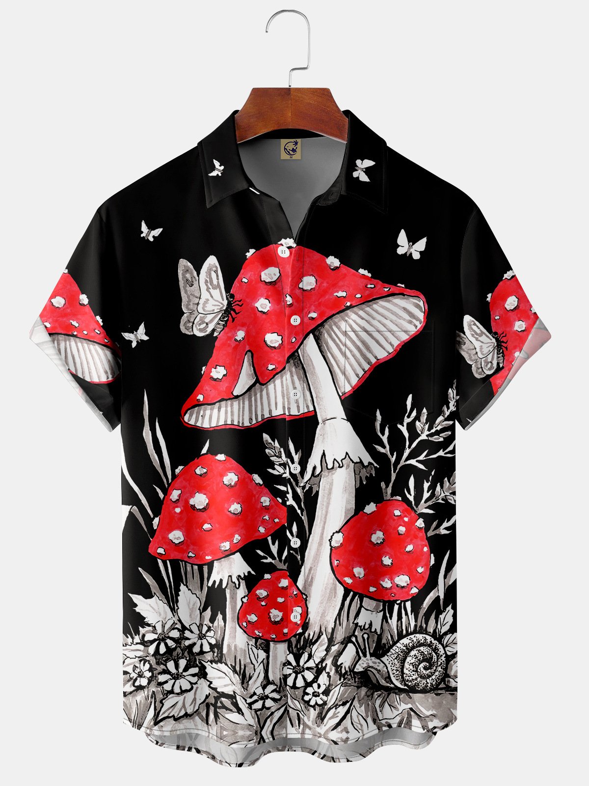 Hippy Mushroom Chest Pocket Short Sleeve Shirt