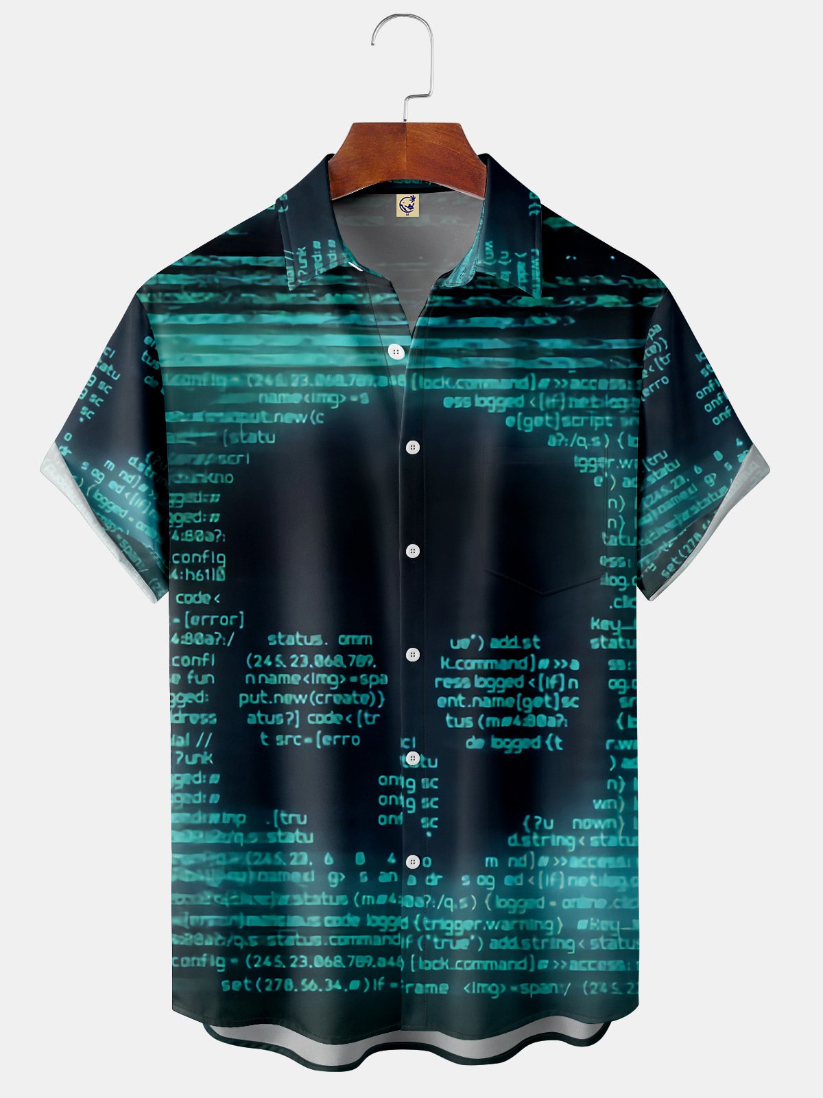 3D Scientific Number Code Chest Pocket Short Sleeve Shirt