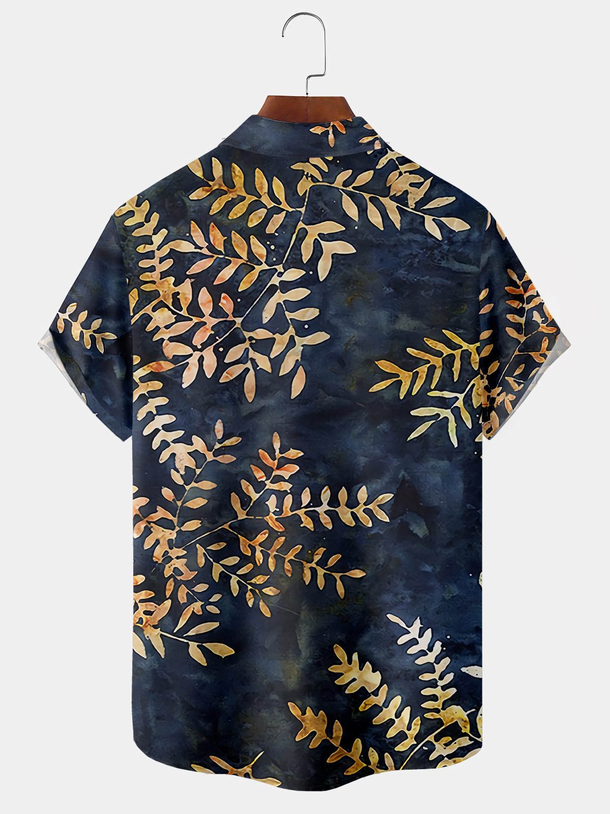 Leaf Chest Pocket Short Sleeve Hawaiian Shirt