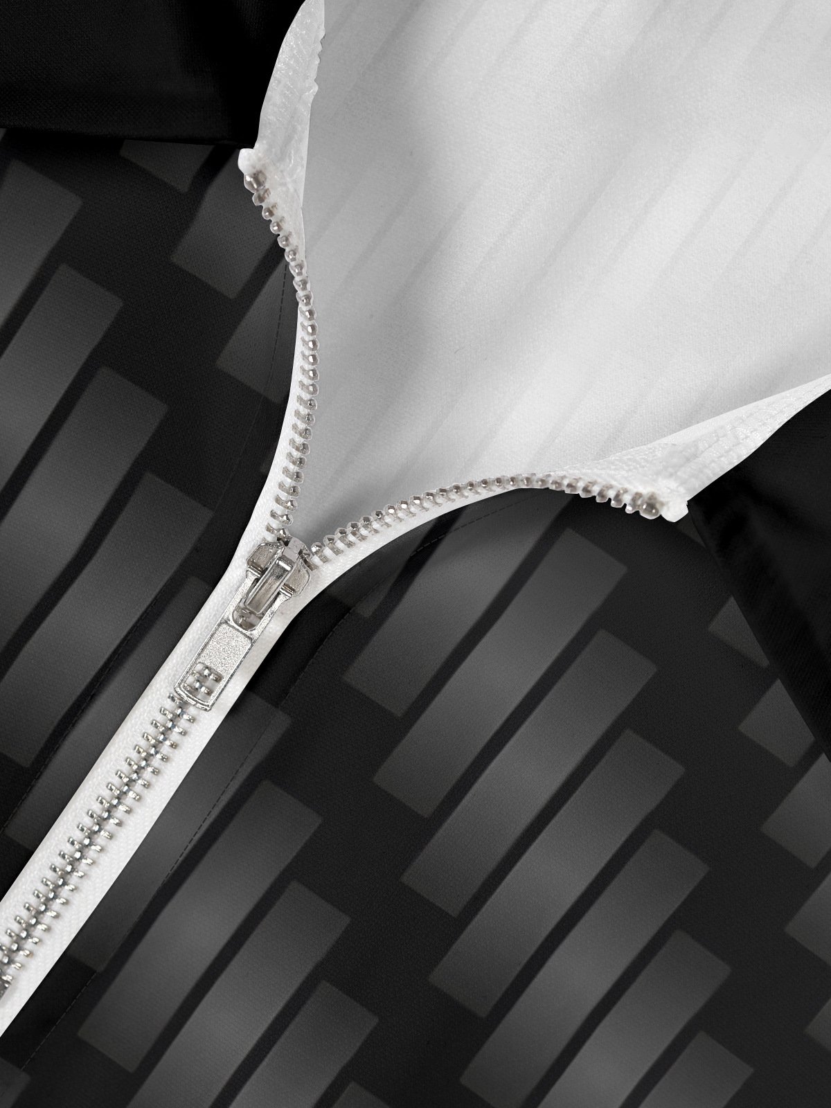 3D Gradient Geometric Zip Short Sleeve Polo