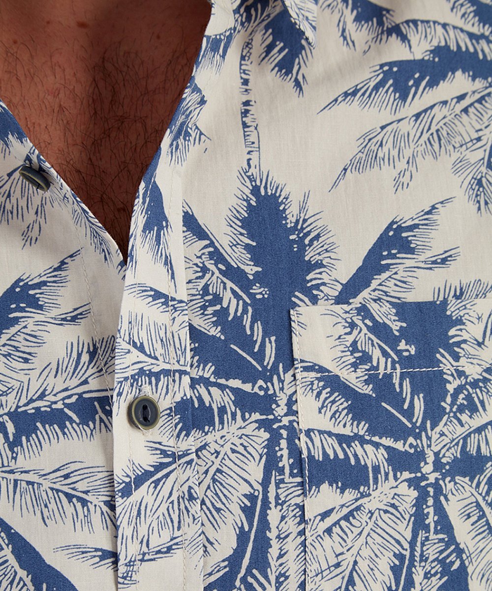 Tropical Floral Print Short Sleeve Resort Shirt