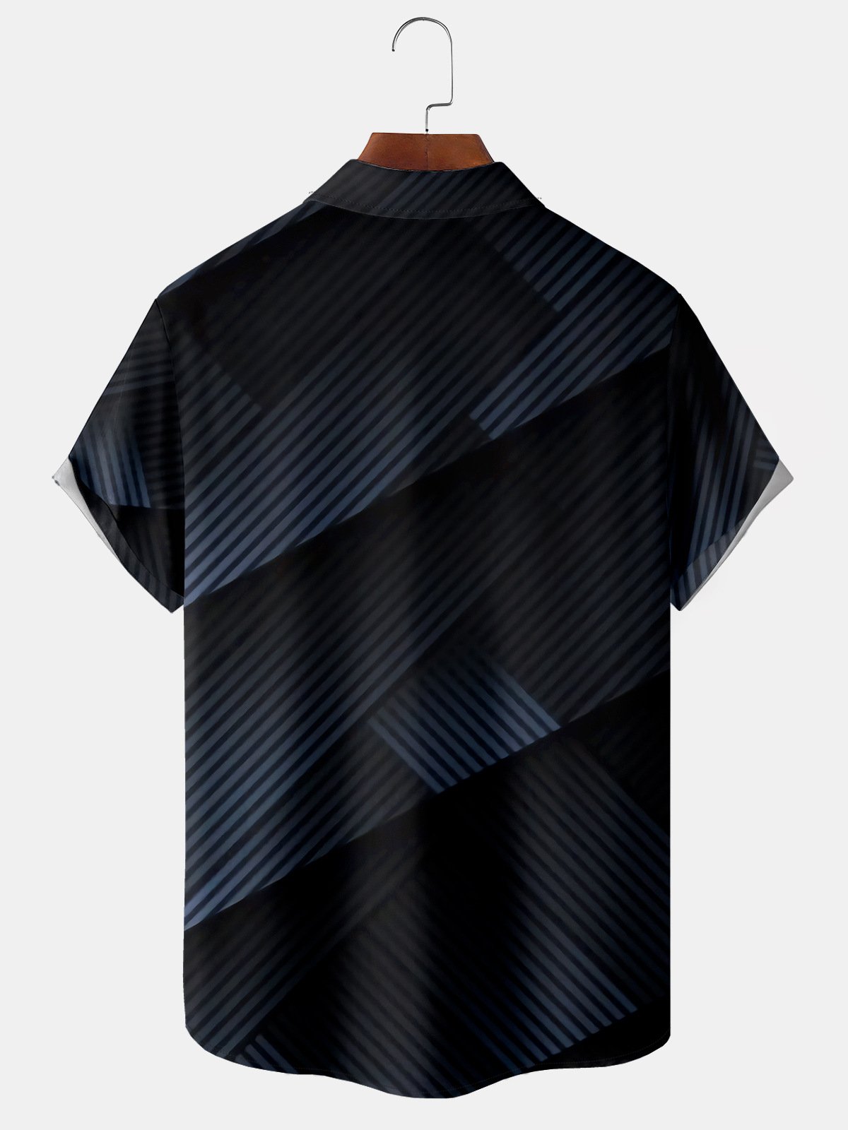 Geometric Stripe Chest Pocket Short Sleeve Shirt