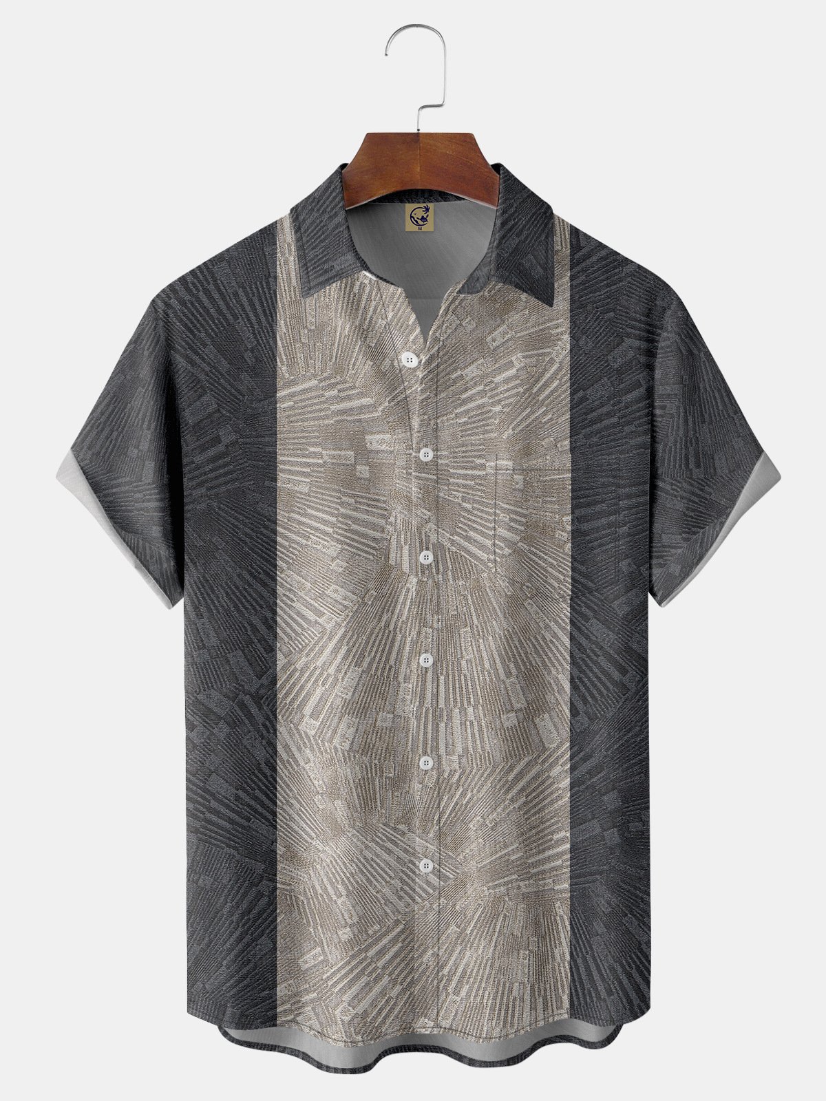 Geometric Chest Pocket Short Sleeve Shirt
