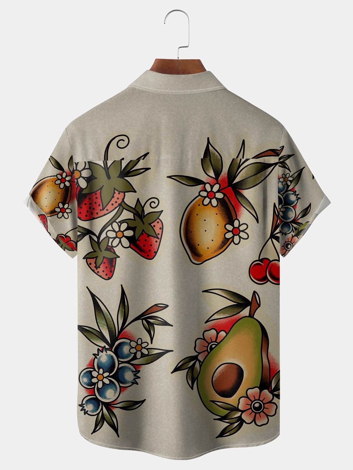 Fruit Chest Pocket Short Sleeve Hawaiian Shirt