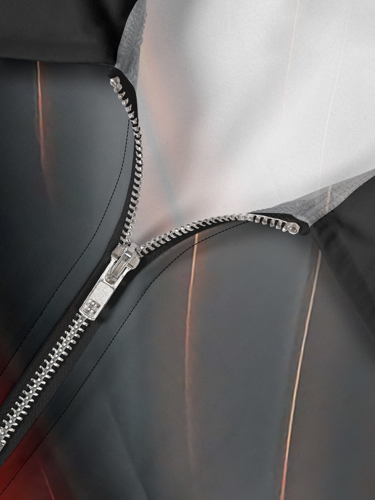 3D Gradient Abstract Line Zip Short Sleeve Polo Shirt
