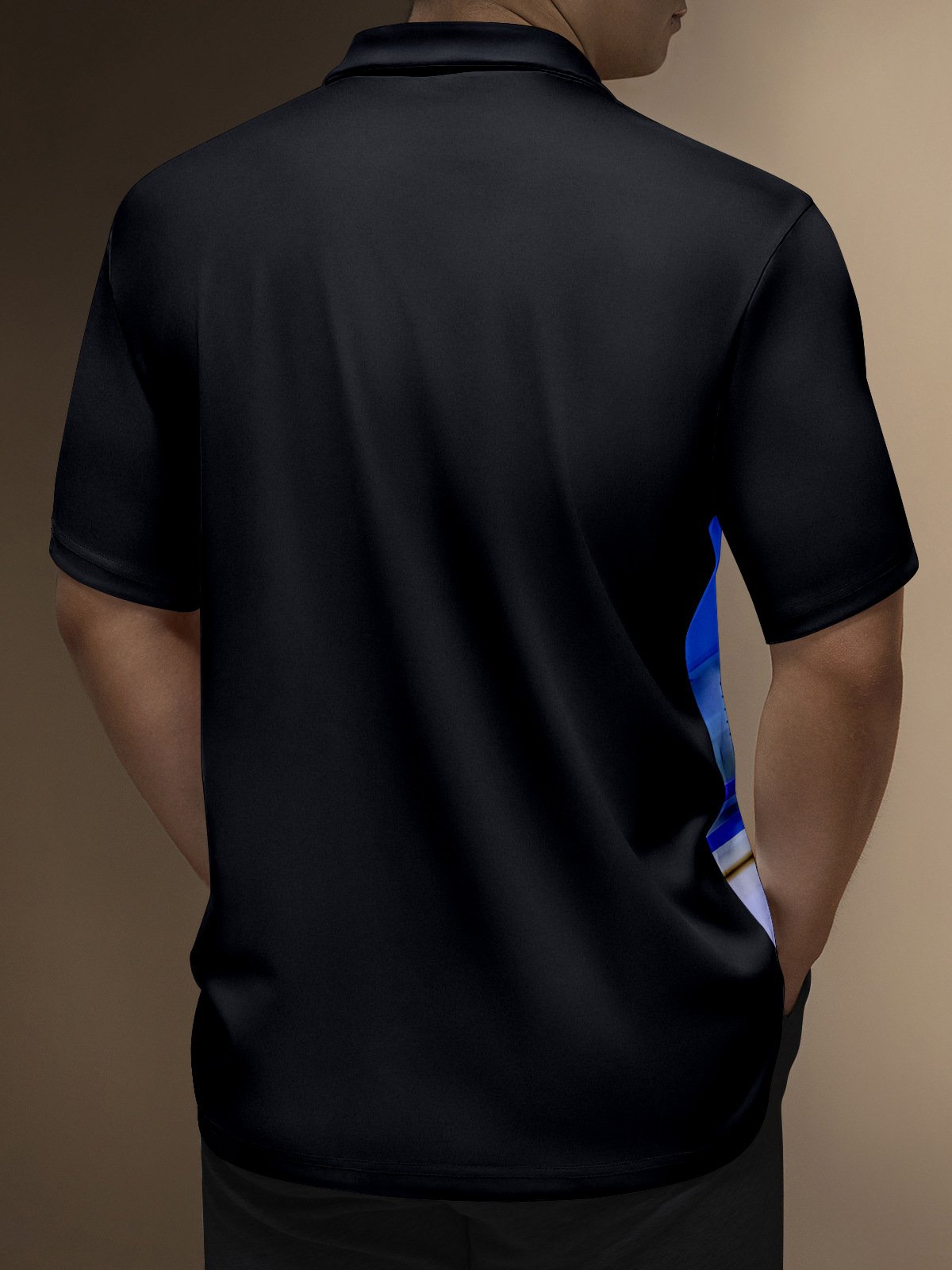 Ombre Mechanical Gear Zip Short Sleeve Polo Shirt