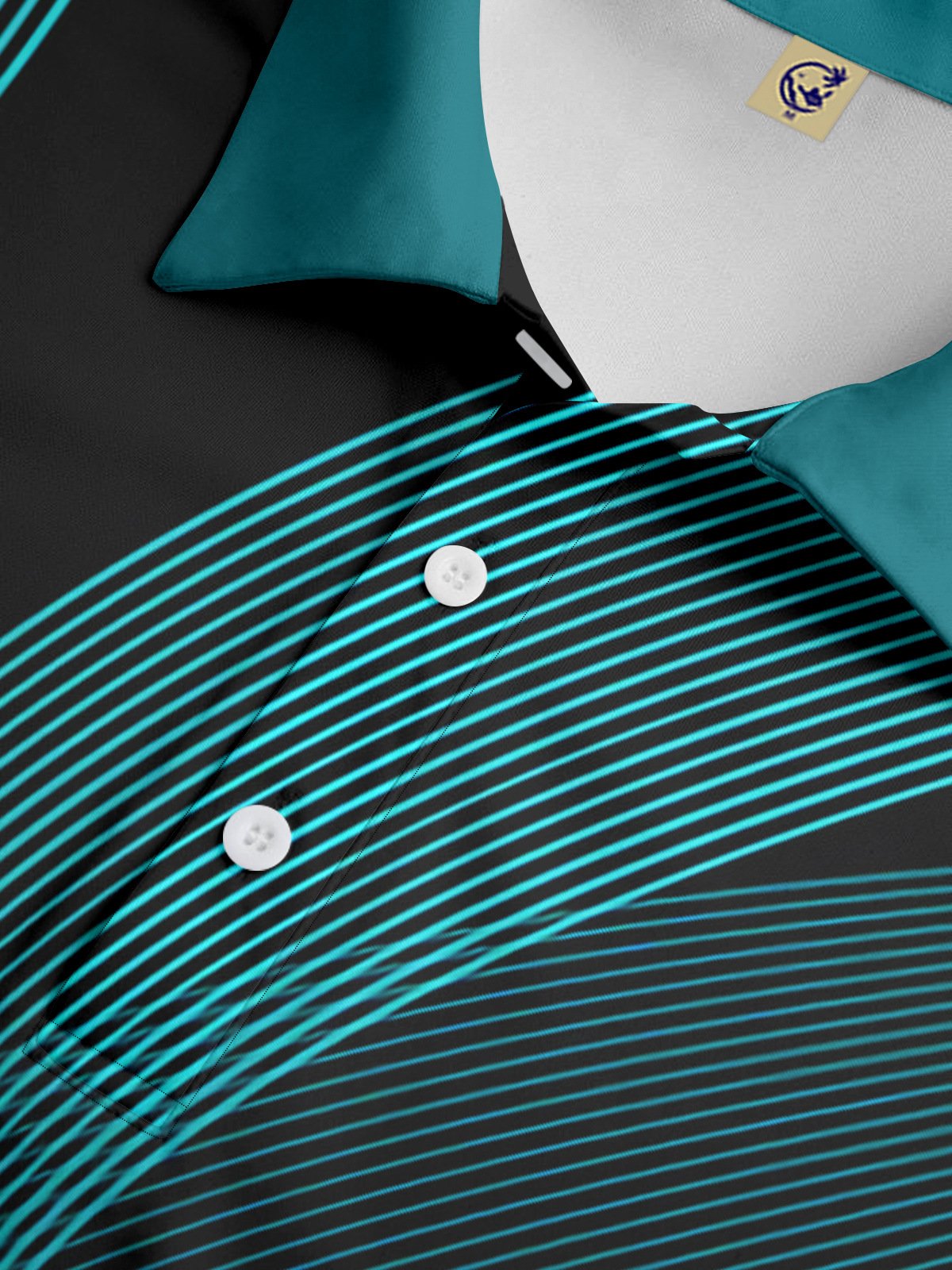 Gradient Line Button Short Sleeve Polo Shirt
