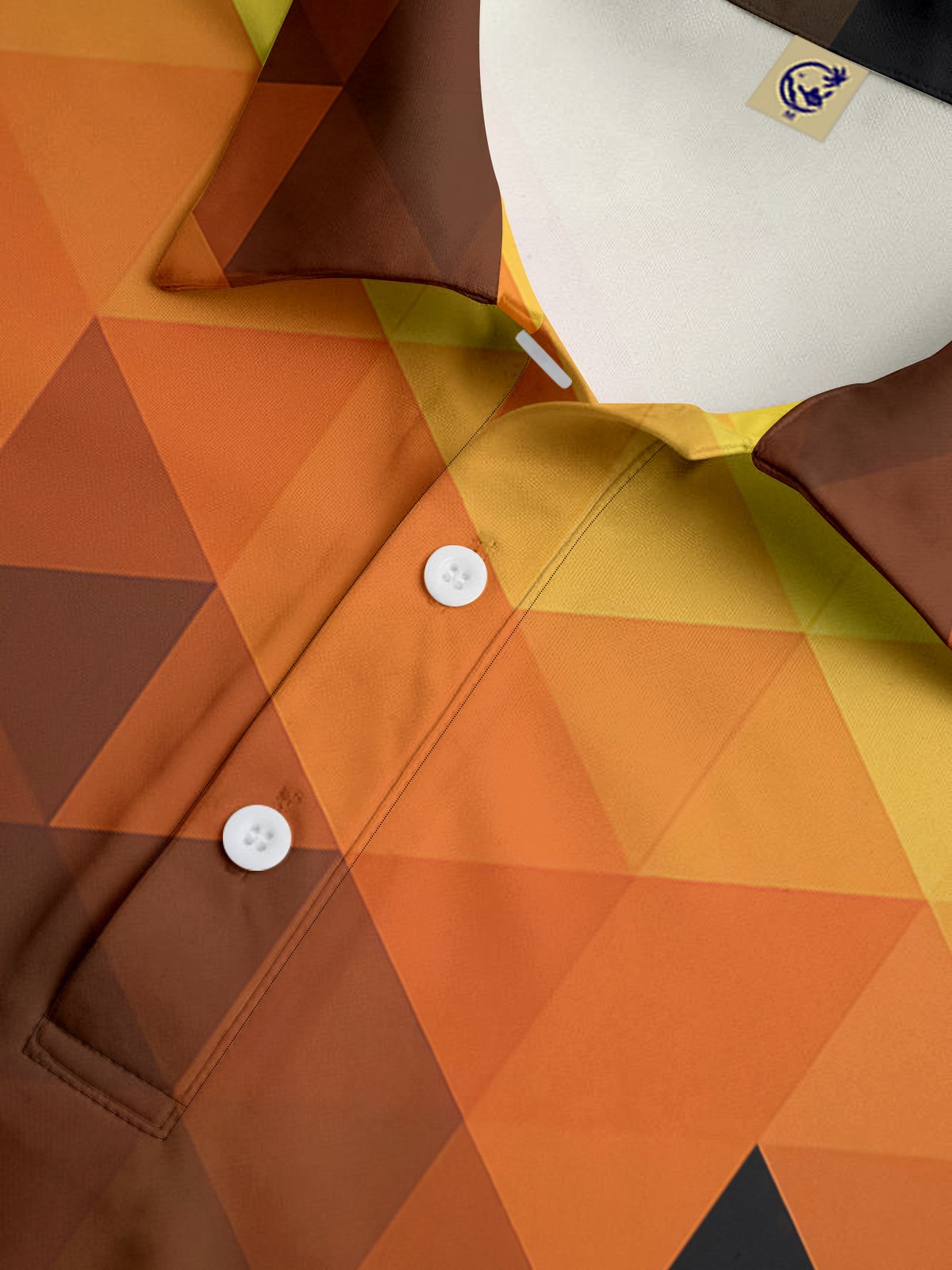Ombre Geometric Button Short Sleeve Polo Shirt