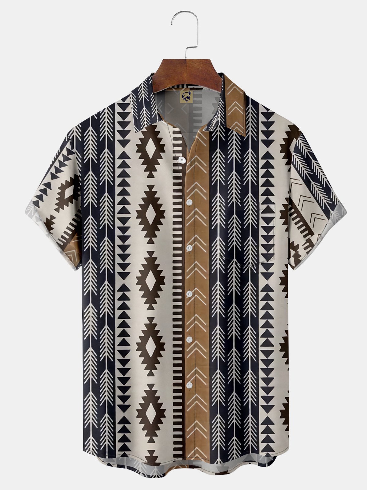 Western Pattern Chest Pocket Short Sleeve Casual Shirt