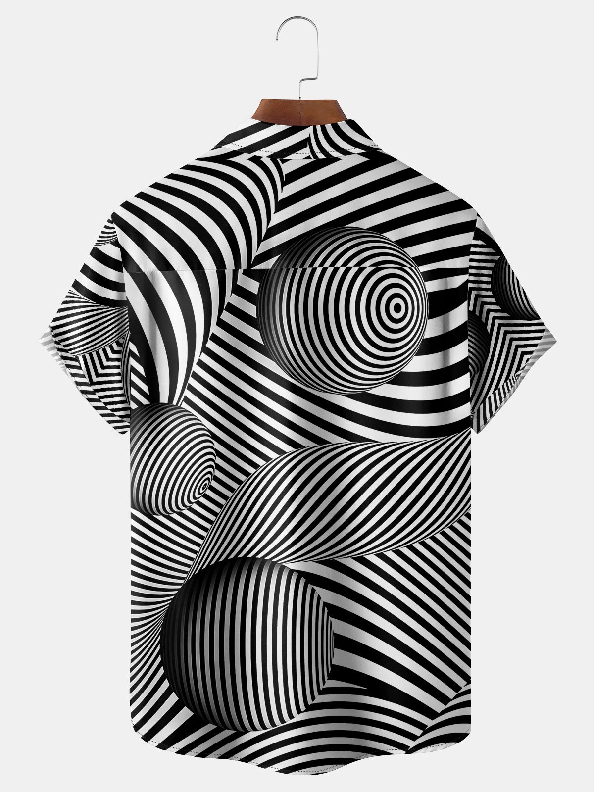 3D Geometry Chest Pocket Short Sleeve Casual Shirt