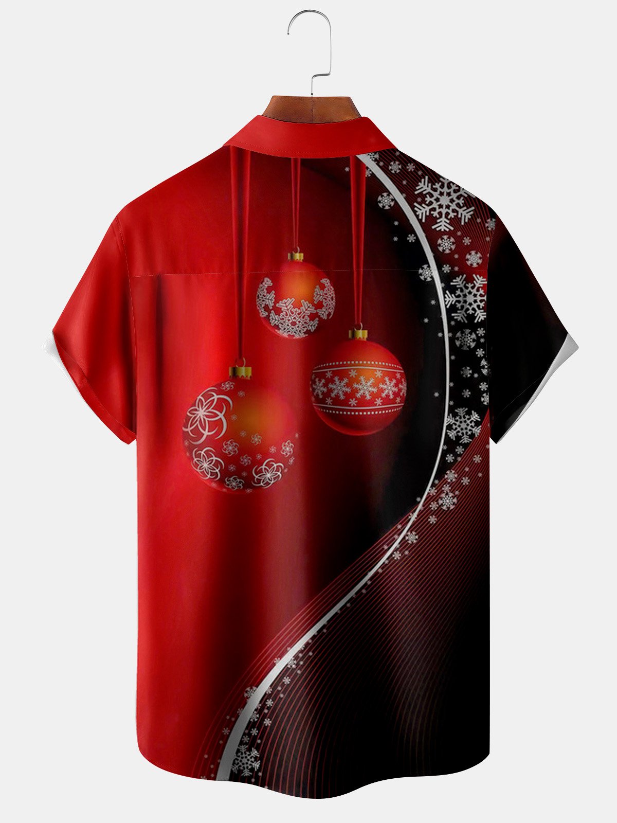 Big Size Christmas Decoration Chest Pocket Short Sleeve Shirt