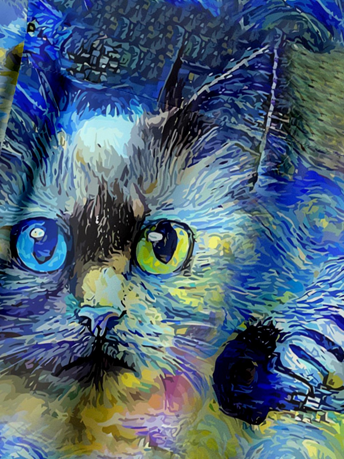 Oil Painting Animals Chest Pocket Short Sleeve Shirt