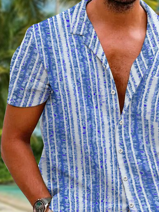 Stripe Chest Pocket Short Sleeve Resort Shirt