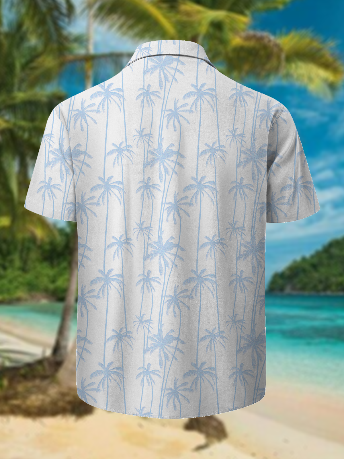 Coconut Tree Chest Pocket Short Sleeve Aloha Shirt