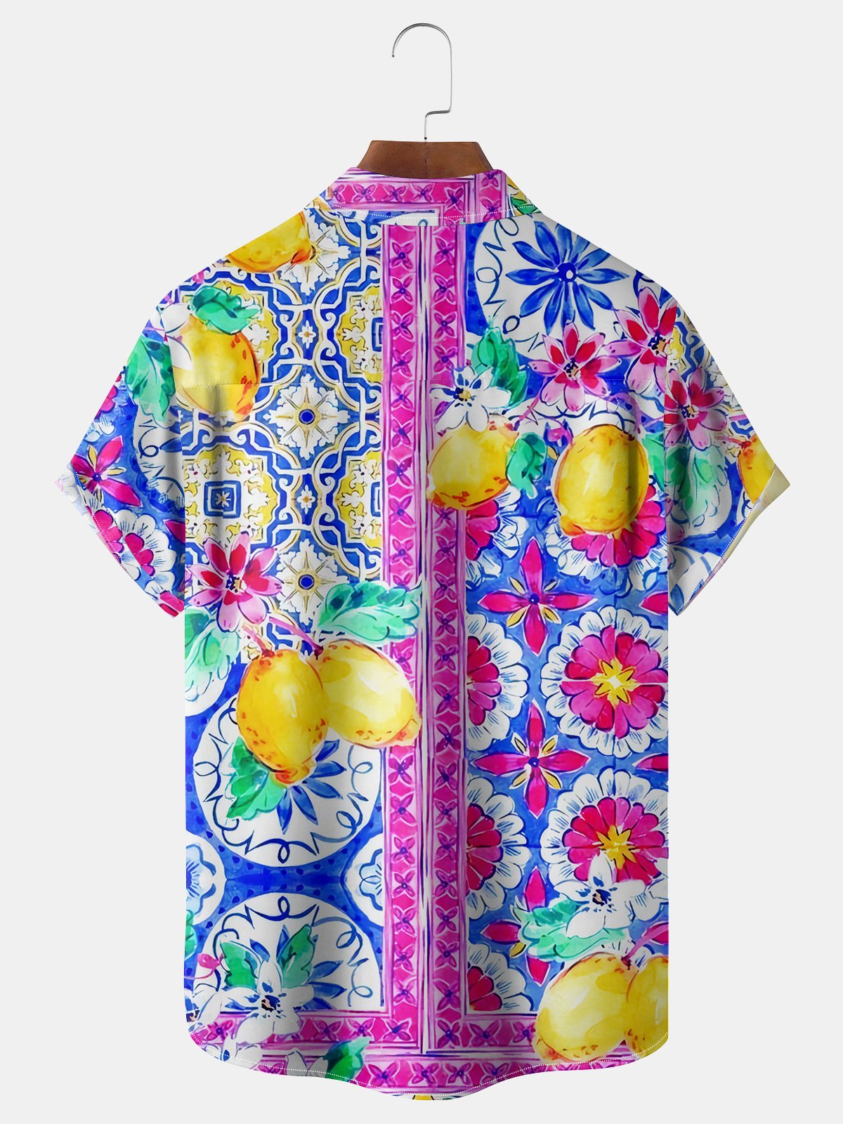 Funky Mediterranean Tile Chest Pocket Short Sleeve Hawaiian Shirt
