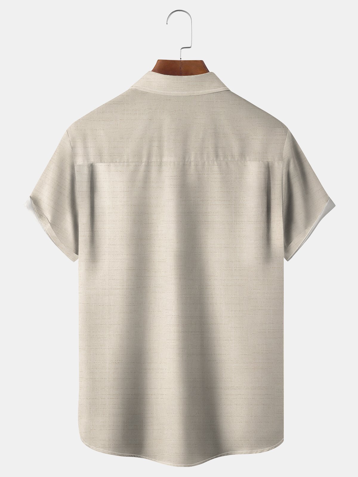 Textured Chest Pocket Short Sleeve Bowling Shirt