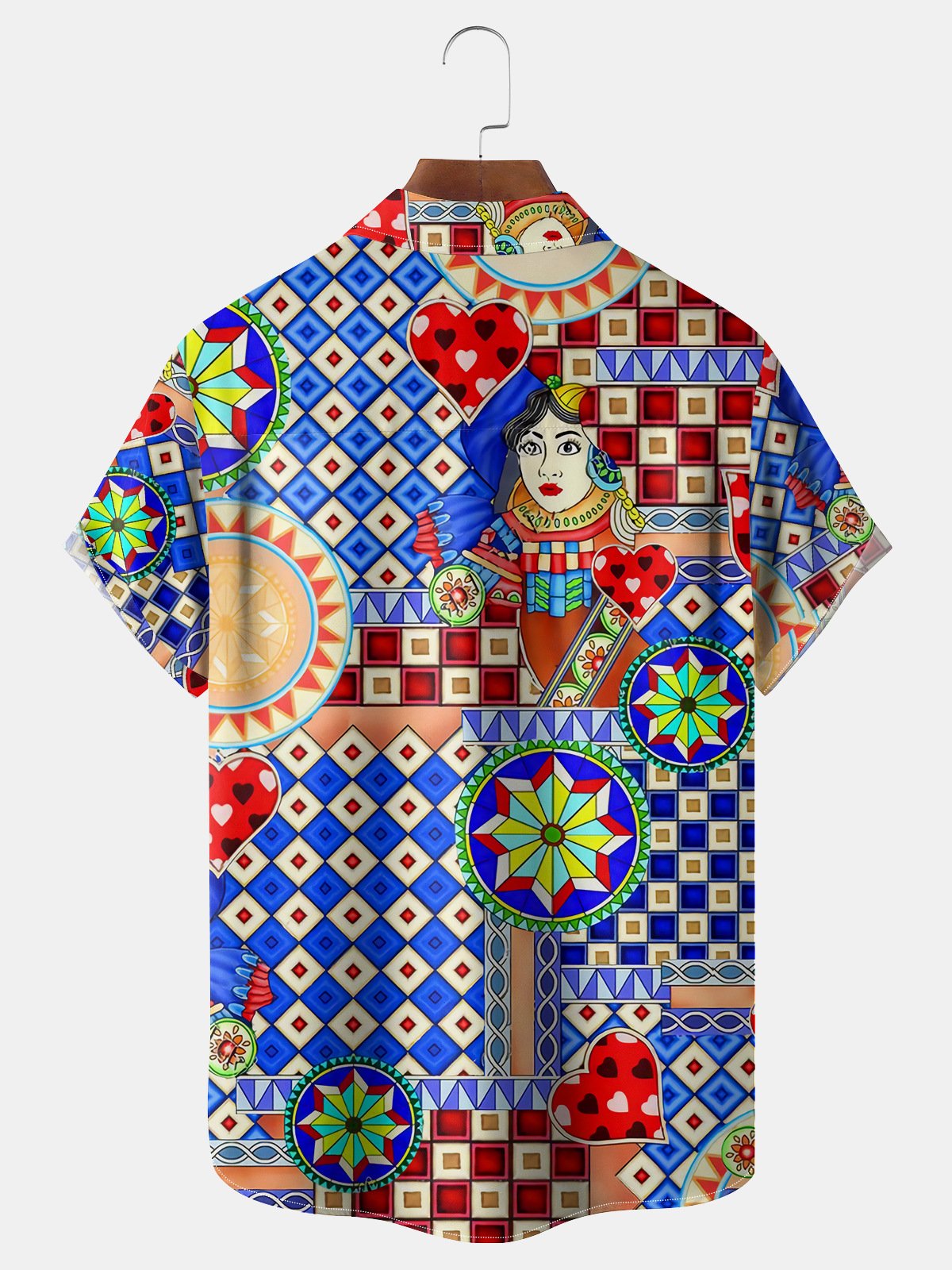 Mediterranean Tile Chest Pocket Short Sleeve Hawaiian Shirt
