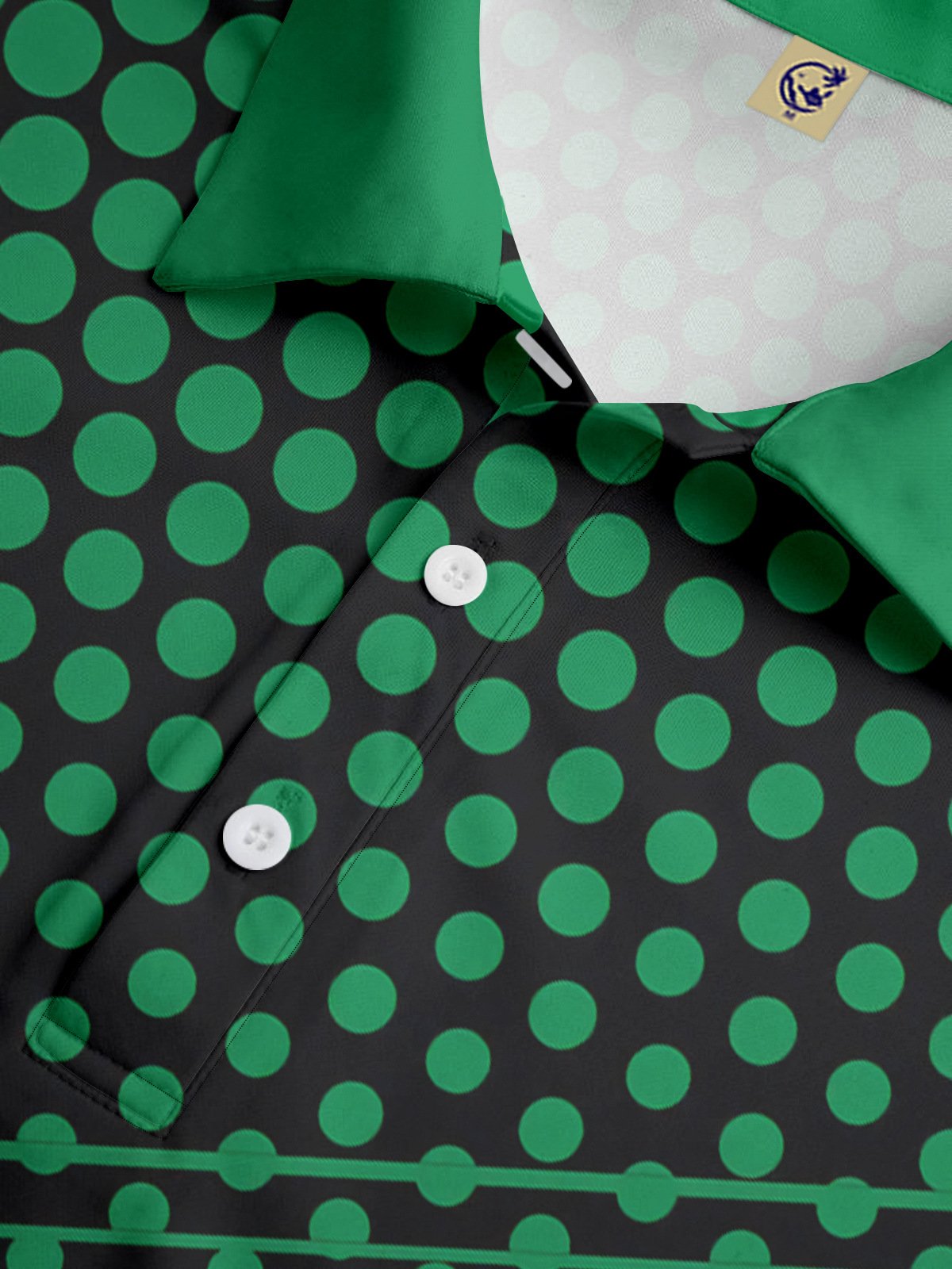 Geometric Polka Dot Button Short Sleeve Golf Polo Shirt