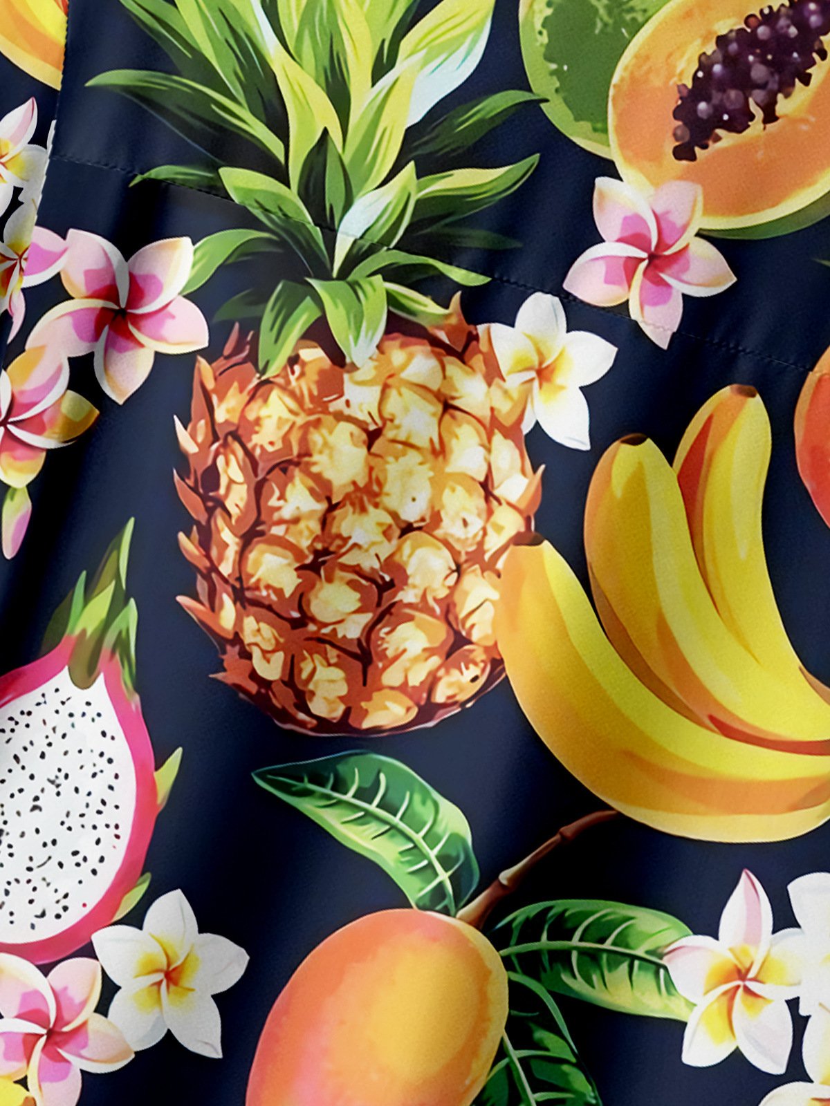 Fruits Chest Pocket Short Sleeve Hawaiian Shirt