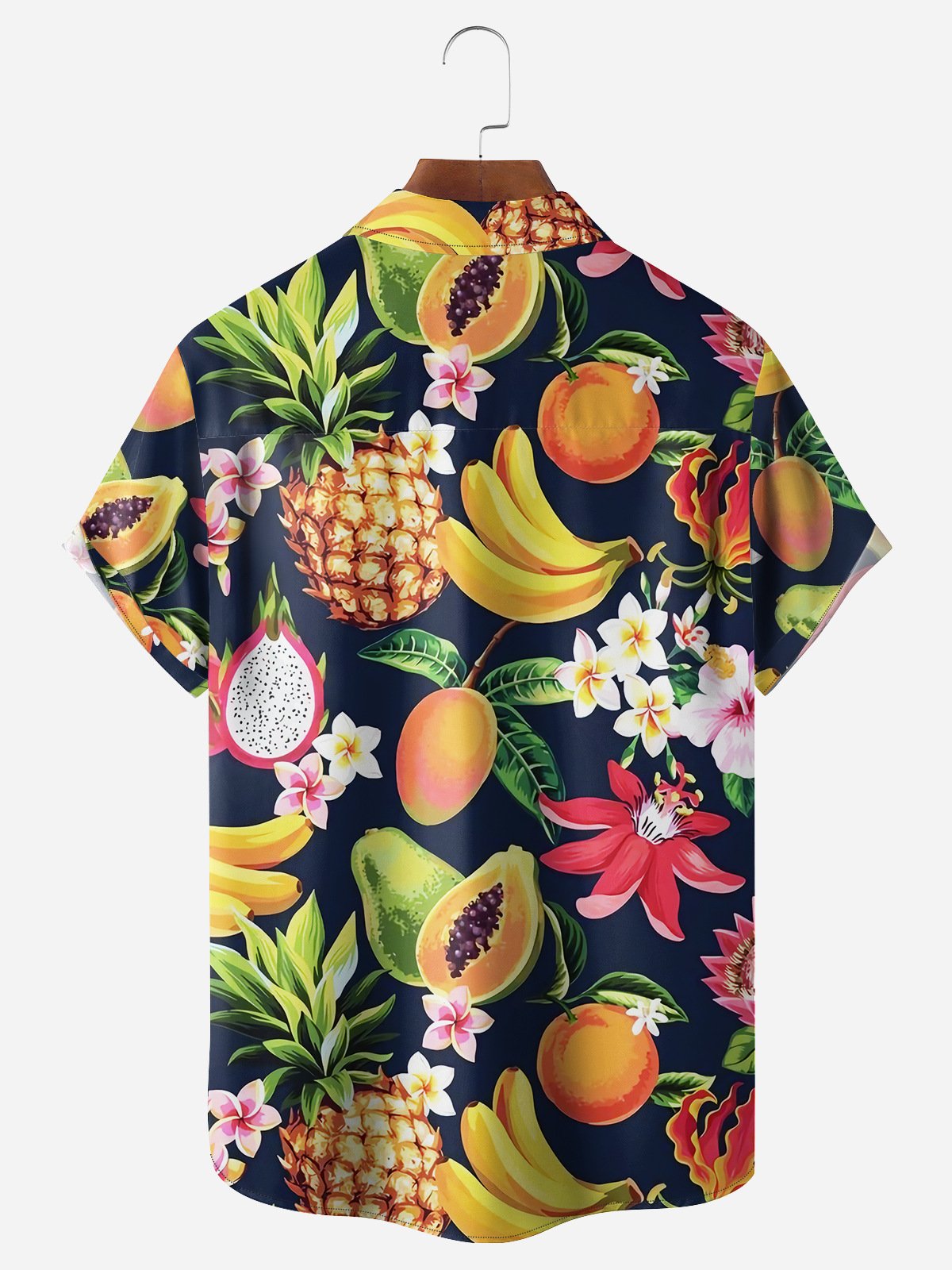 Fruits Chest Pocket Short Sleeve Hawaiian Shirt