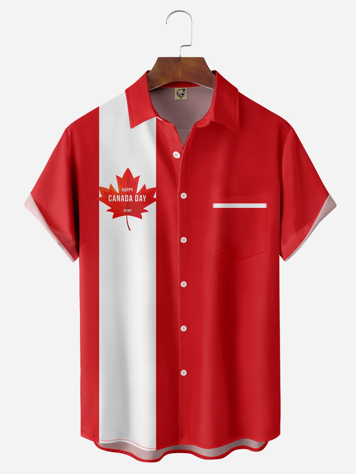 Canada Day Chest Pocket Short Sleeve Bowling Shirt