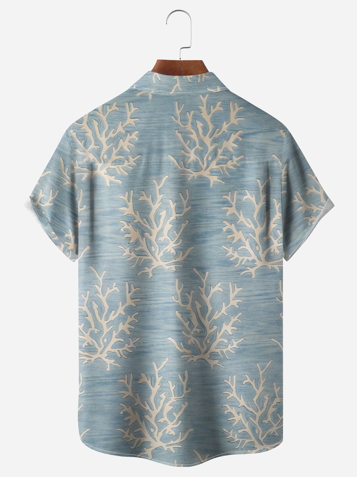 Marine Life Coral Chest Pocket Short Sleeve Hawaiian Shirt