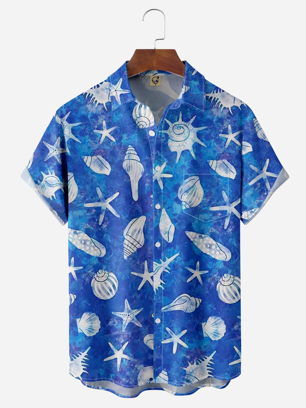 Marine Life Chest Pocket Short Sleeve Hawaiian Shirt