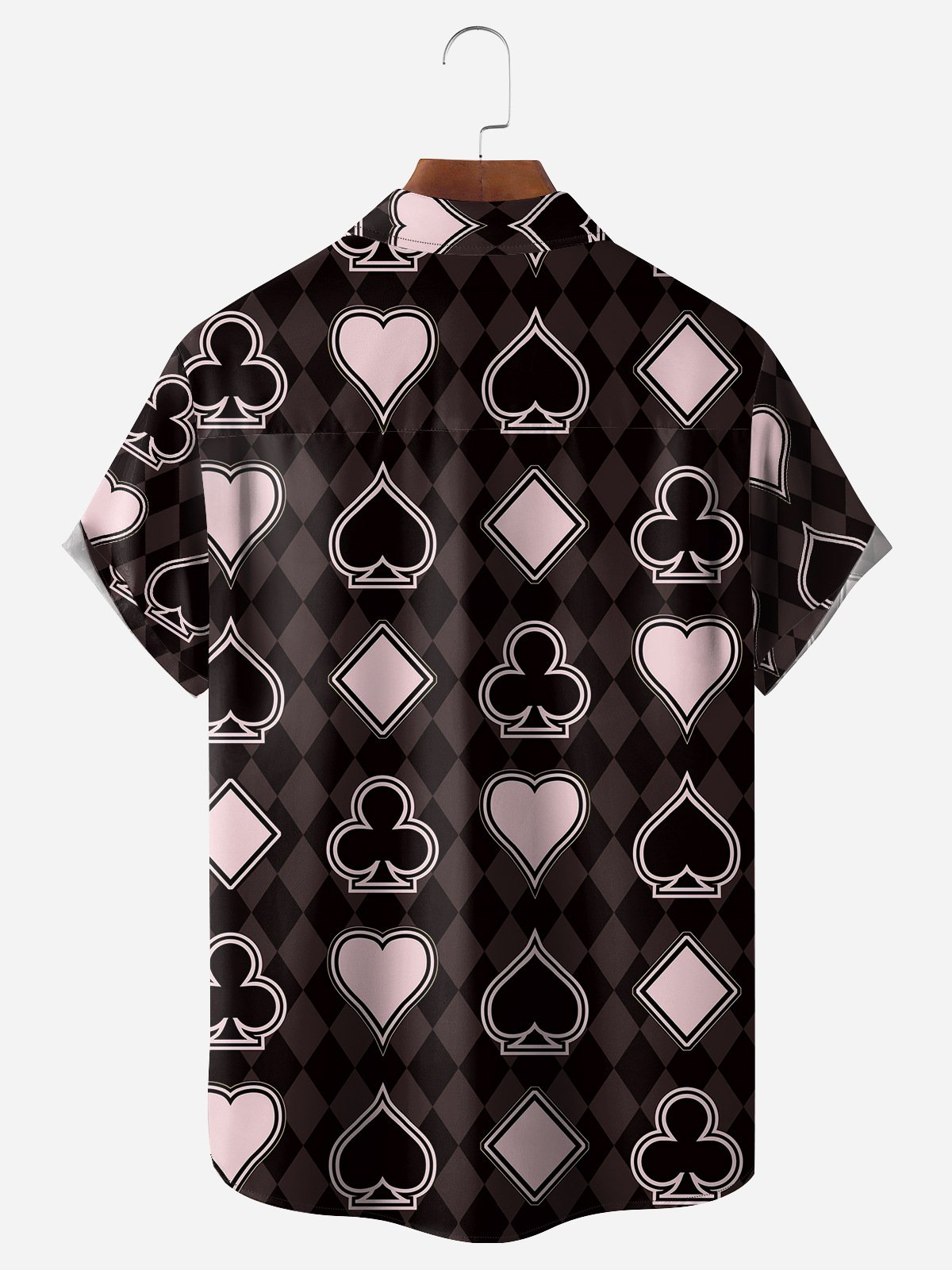 Playing Cards Chest Pockets Short Sleeves Casual Shirts