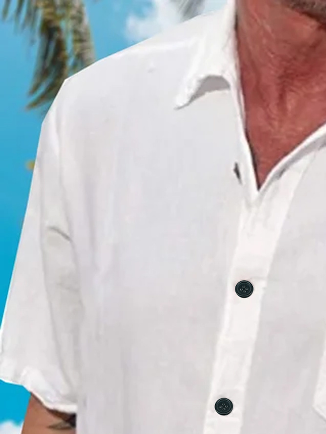 Big Size Coconut Tree Chest Pocket Short Sleeve Resort Shirt