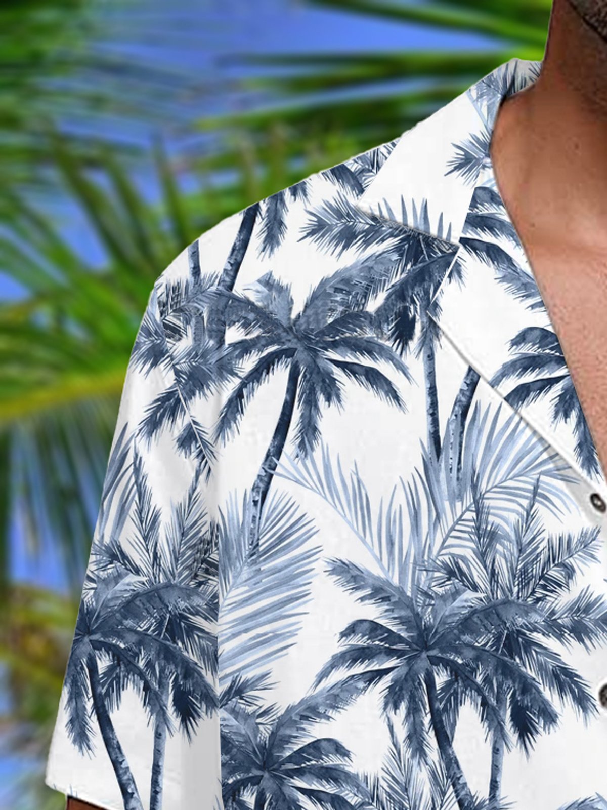 Coconut Tree Chest Pocket Short Sleeve Resort Shirt