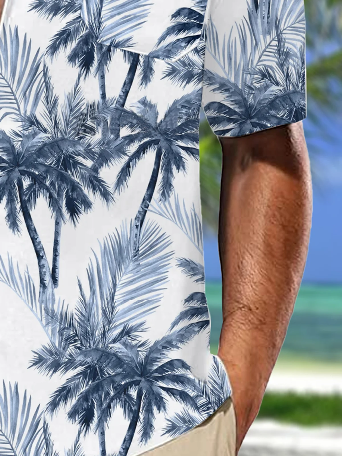 Coconut Tree Chest Pocket Short Sleeve Resort Shirt